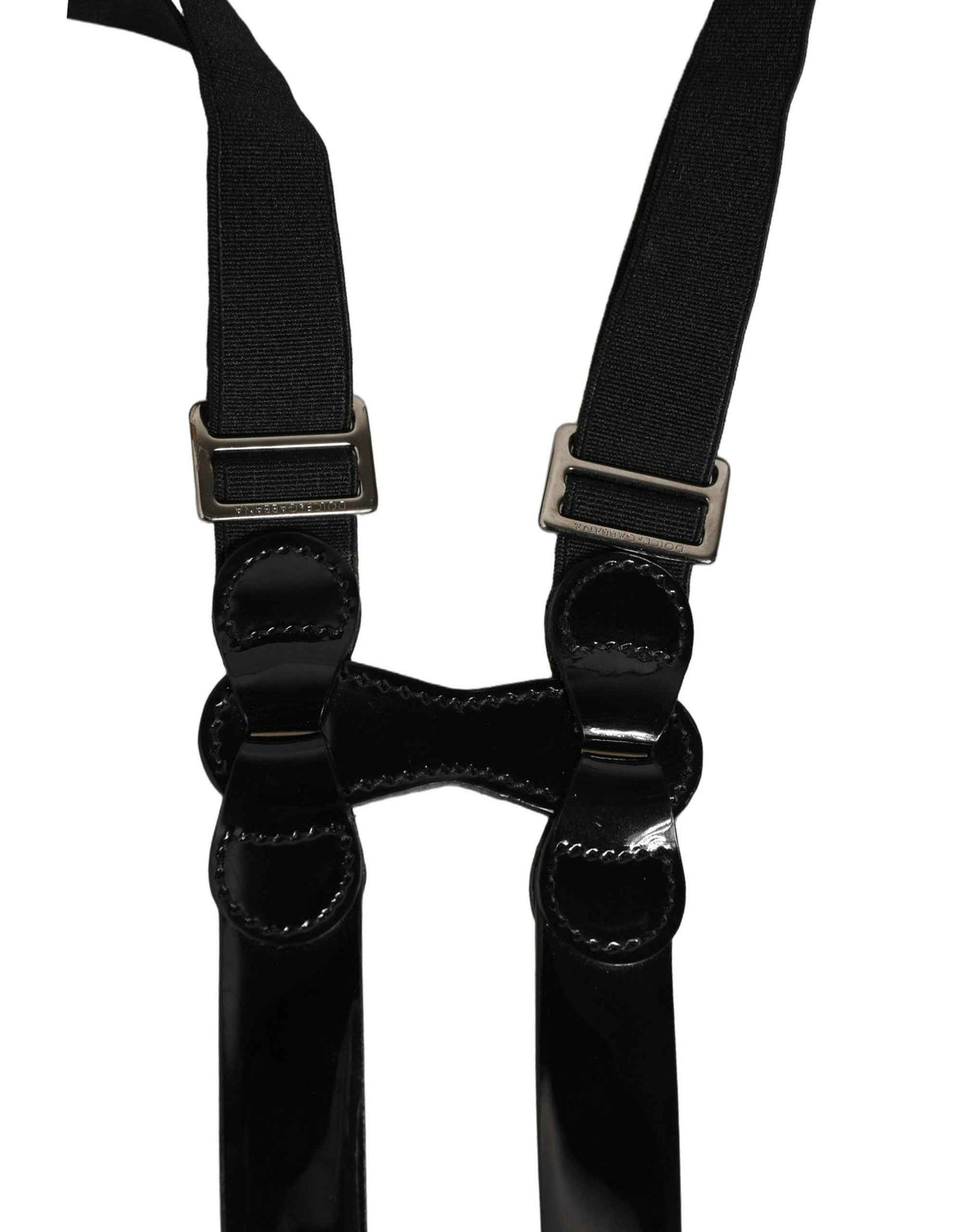Dolce & Gabbana Black Adjustable Silver Metal Clips Suspenders