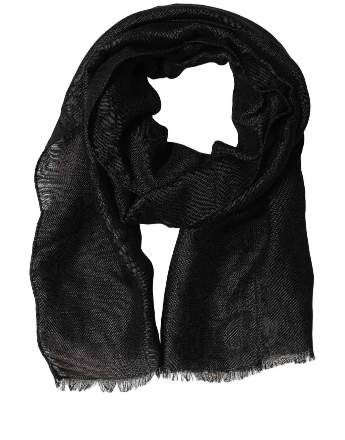 Dolce & Gabbana Black DG Logo Fringed Edge Lace Stole Scarf