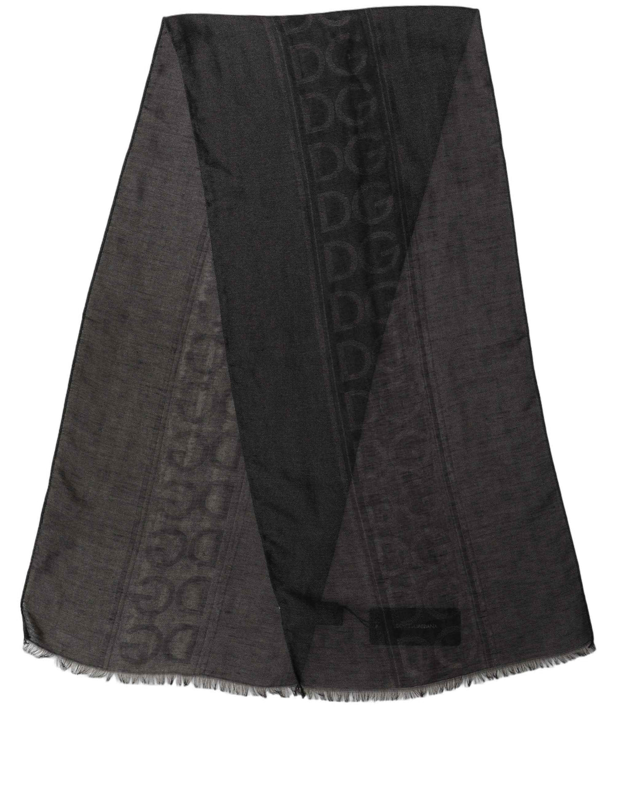 Dolce & Gabbana Black DG Logo Fringed Edge Lace Stole Scarf