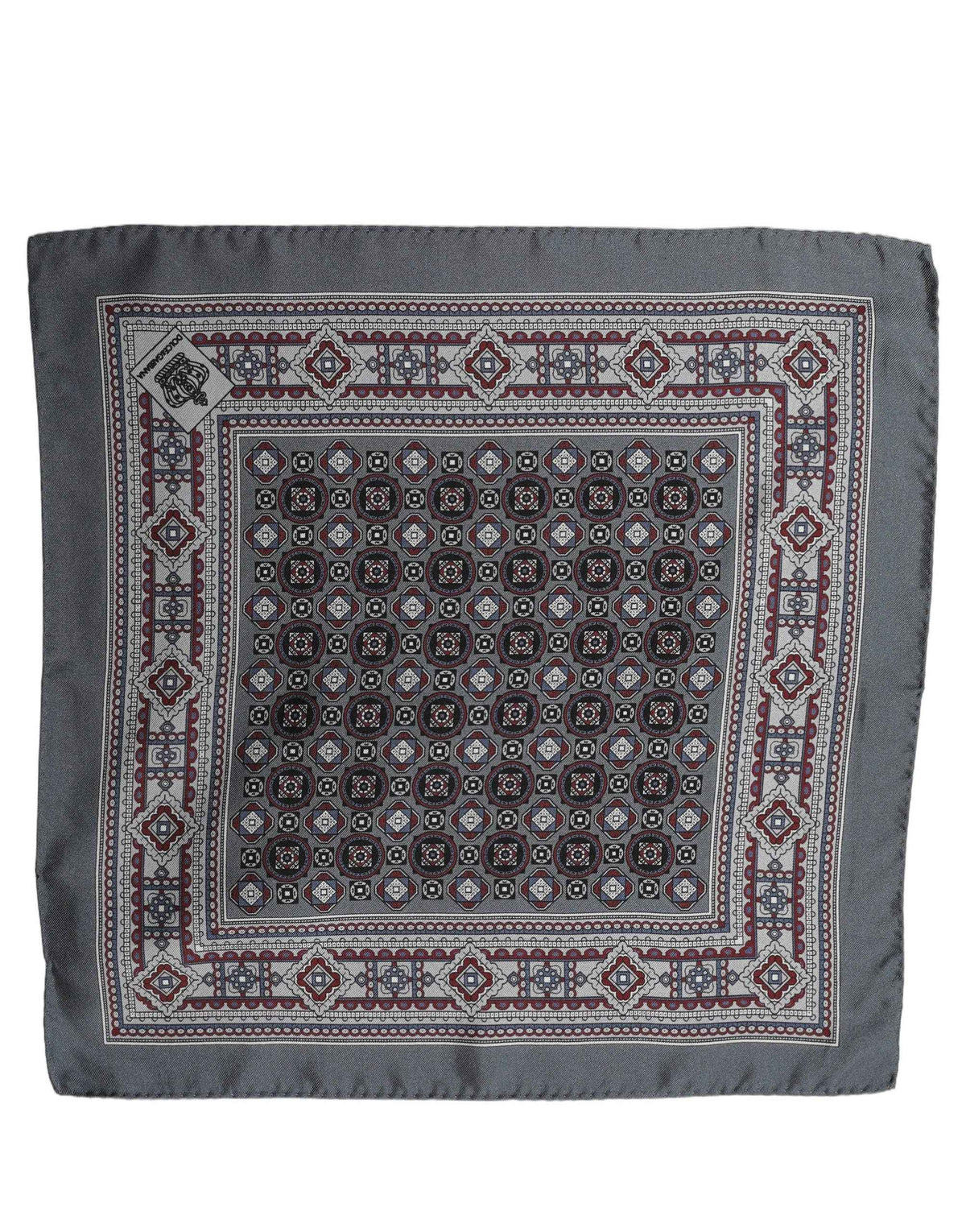 Dolce & Gabbana Gray Geometric Pocket Square Foulard Scarf