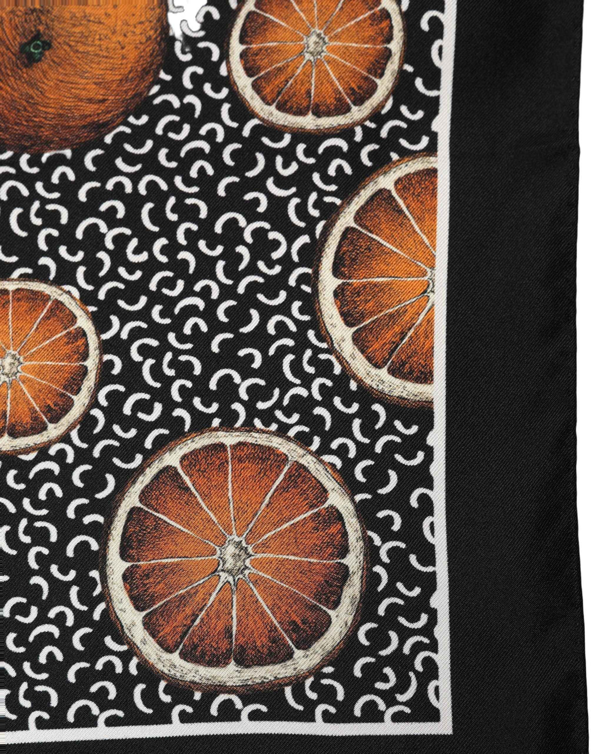 Dolce & Gabbana Black Silk Orange Pocket Square Foulard Scarf