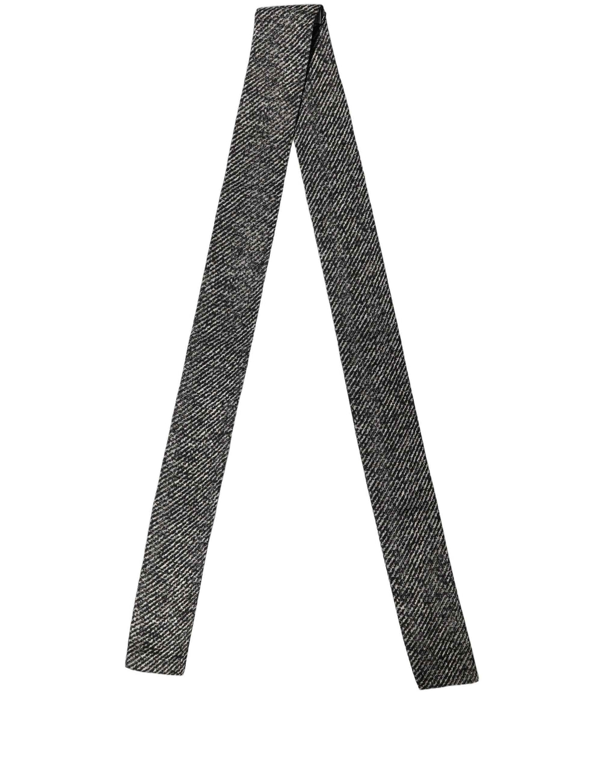 Dolce & Gabbana Black White Herringbone Tweed Shawl Scarf