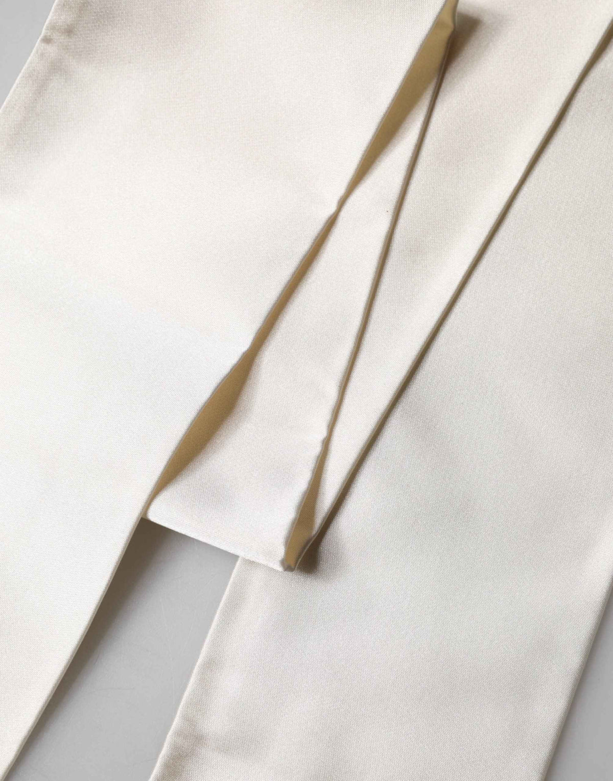 Dolce & Gabbana Men White Satin Silk Fringed Lace Stole Scarf