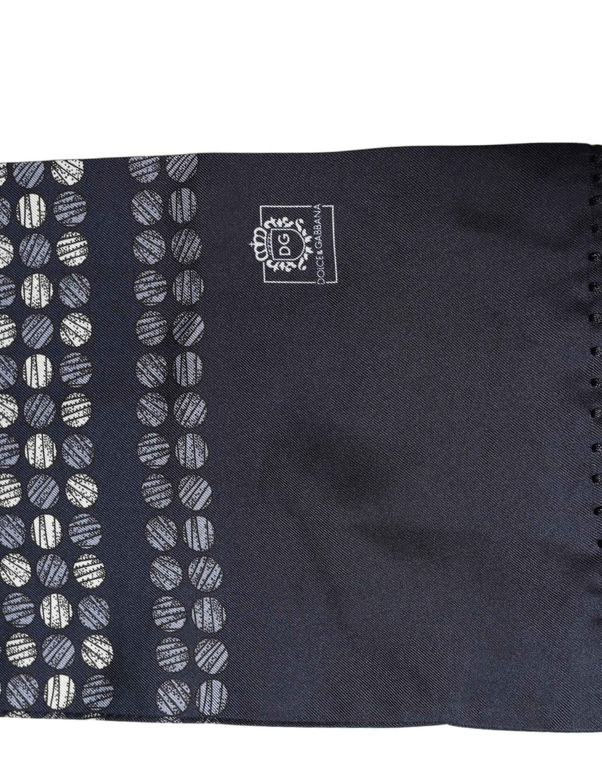 Dolce & Gabbana Men Navy Blue Geometric Dot Silk Fringed Neck Shawl Scarf