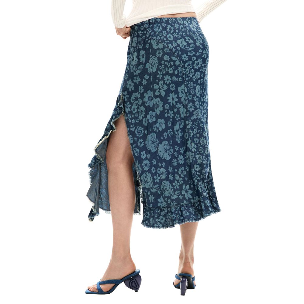 Desigual Blue Lyocell Long Skirt