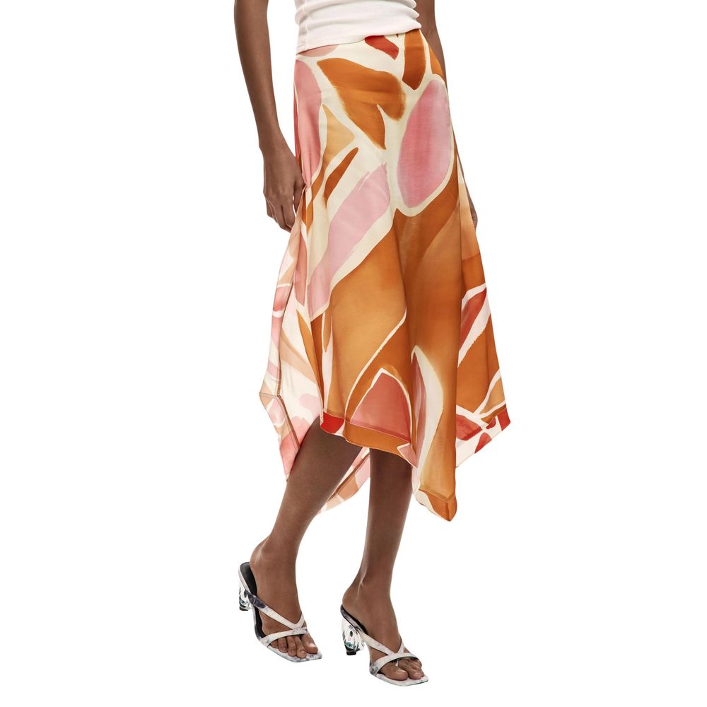 Desigual Orange Viscose Long Skirt
