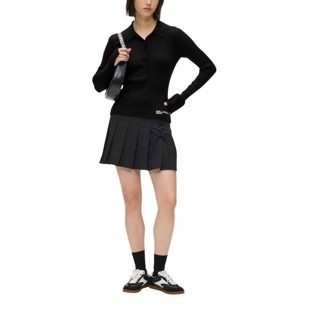 Karl Lagerfeld Black Viscose Long Sleeve T-Shirt