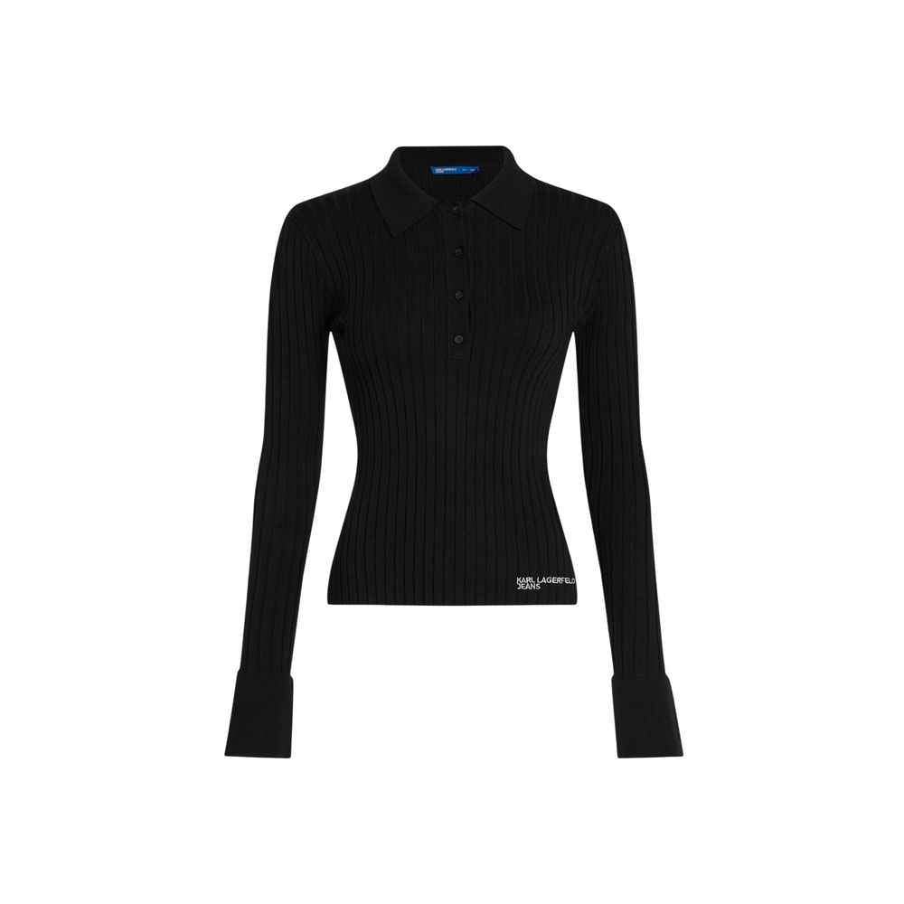 Karl Lagerfeld Black Viscose Long Sleeve T-Shirt