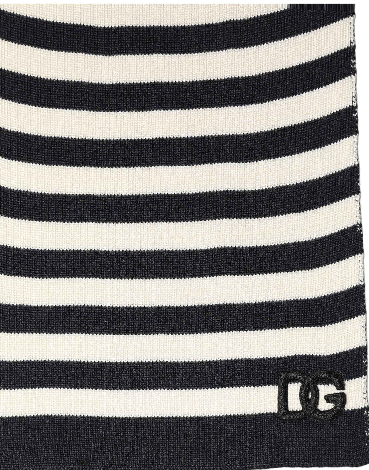 Dolce & Gabbana Black White Stripes Silk Knitted Shawl Scarf