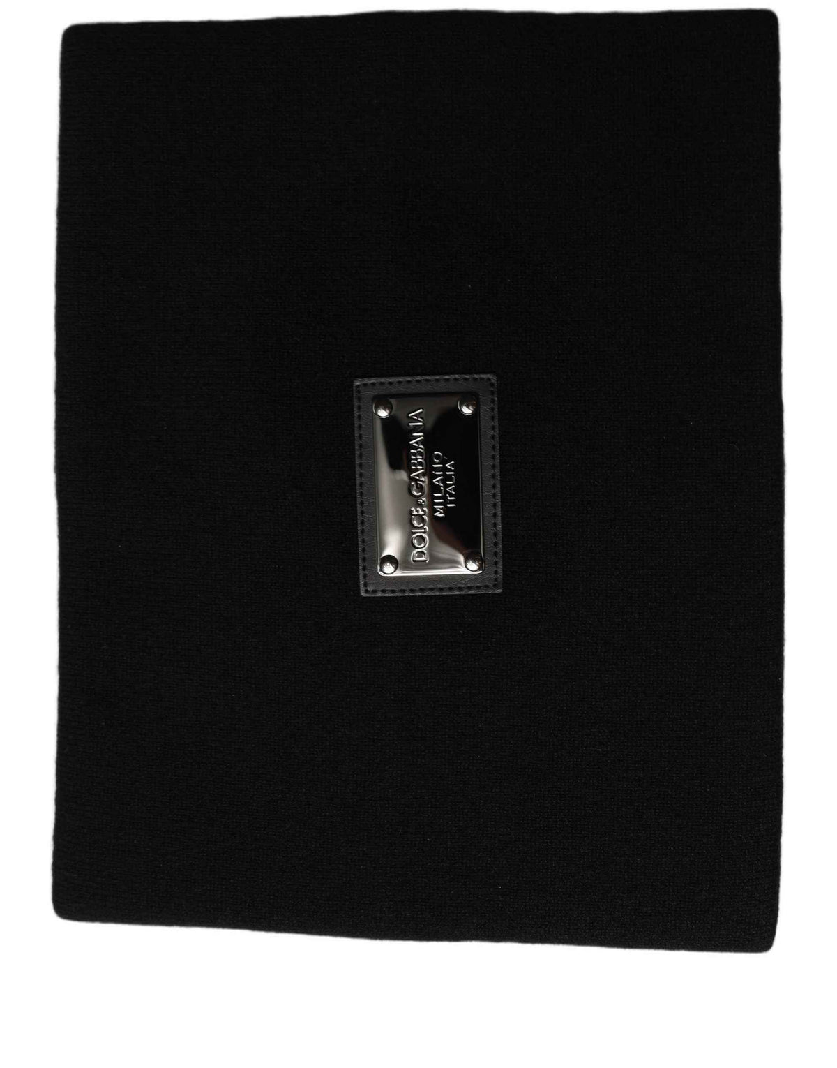 Dolce & Gabbana Black Cashmere Logo Plaque Neck Warmer Scarf