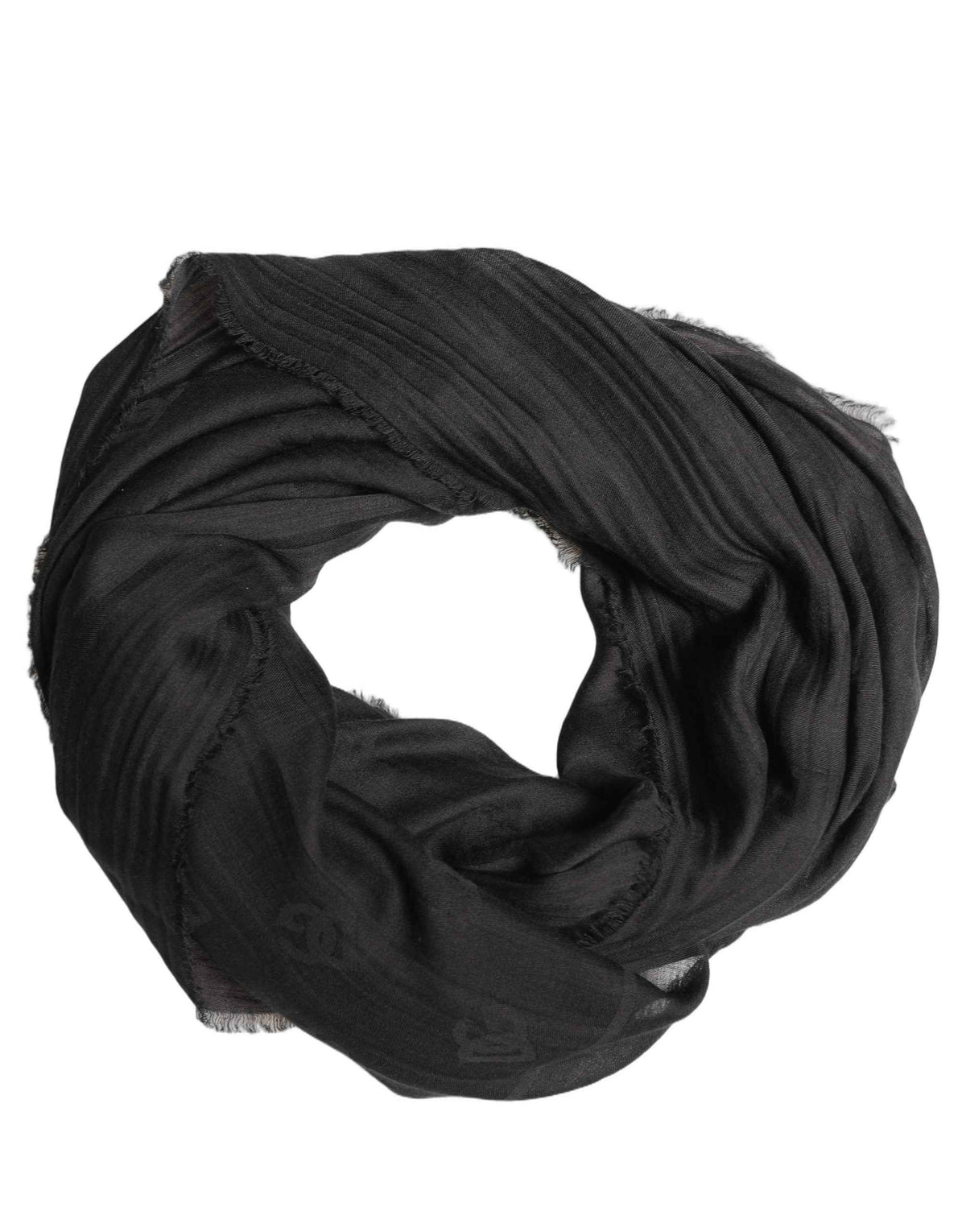 Dolce & Gabbana Black Silk Wool Fringed Men Lace Stole Scarf