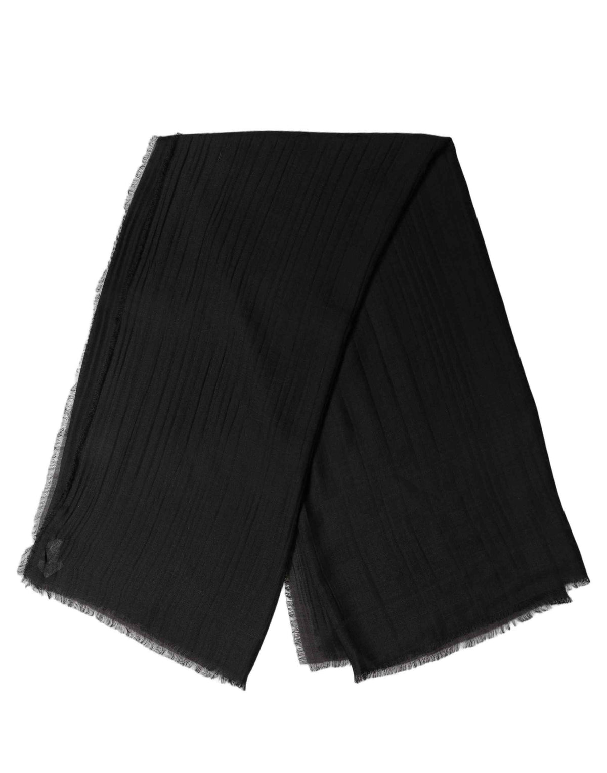 Dolce & Gabbana Black Silk Wool Fringed Men Lace Stole Scarf