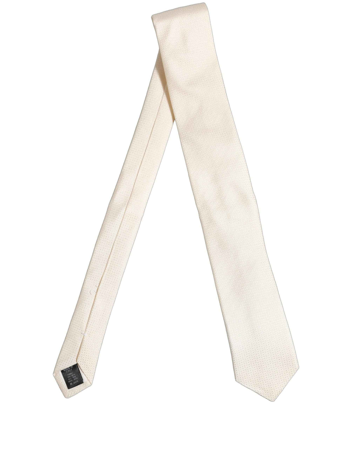 Dolce & Gabbana Men Off White Silk Textured Adjustable Tied Necktie Tie