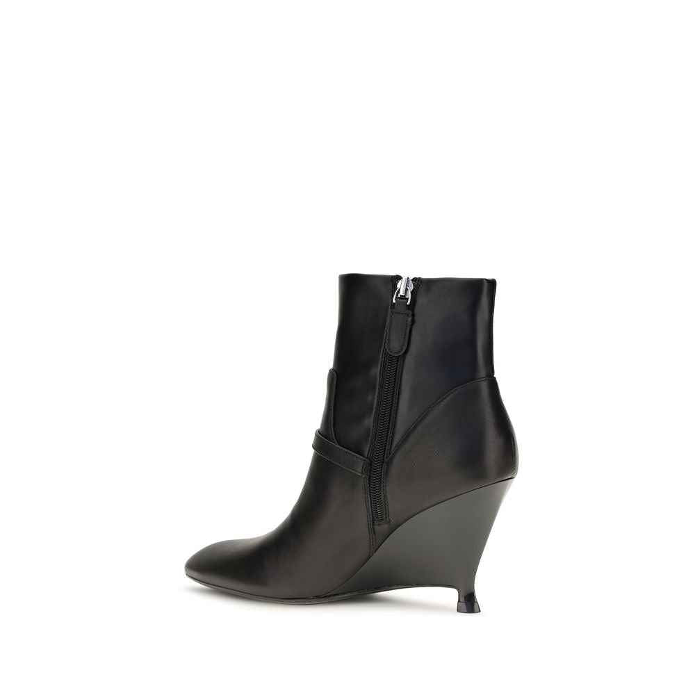 PINKO Black Calf Leather Bos Taurus Ankle Boots