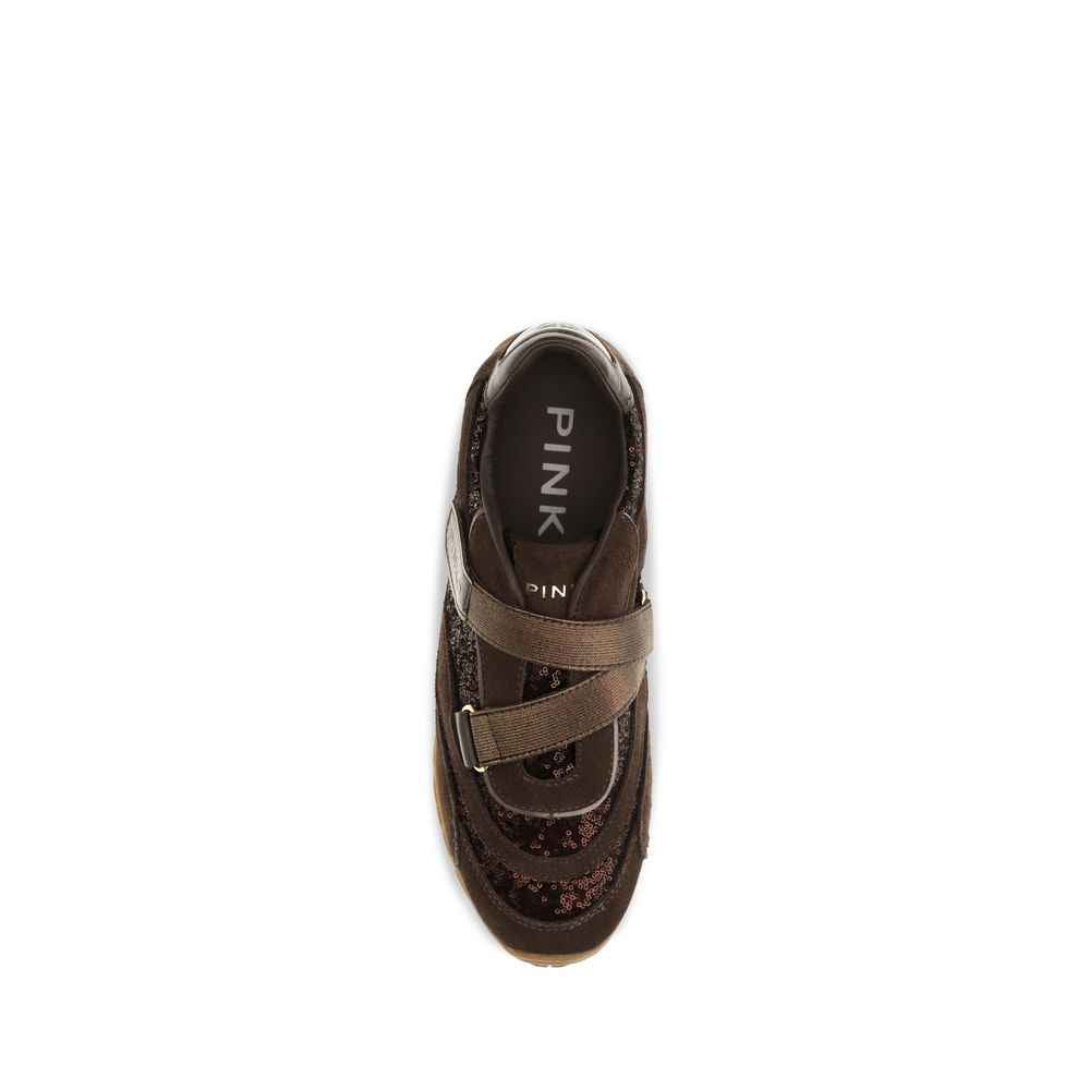 PINKO Brown Suede Leather Athletic Sneakers