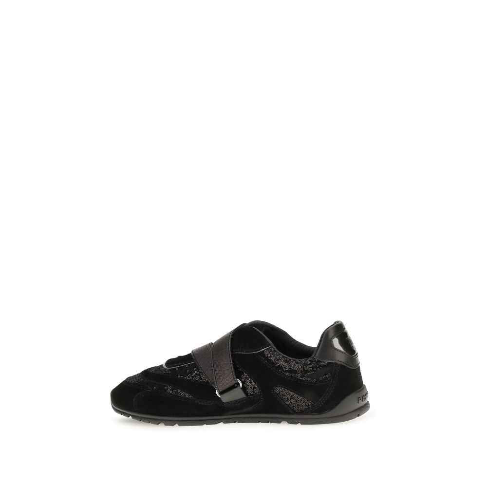 PINKO Black Suede Leather Athletic Sneakers