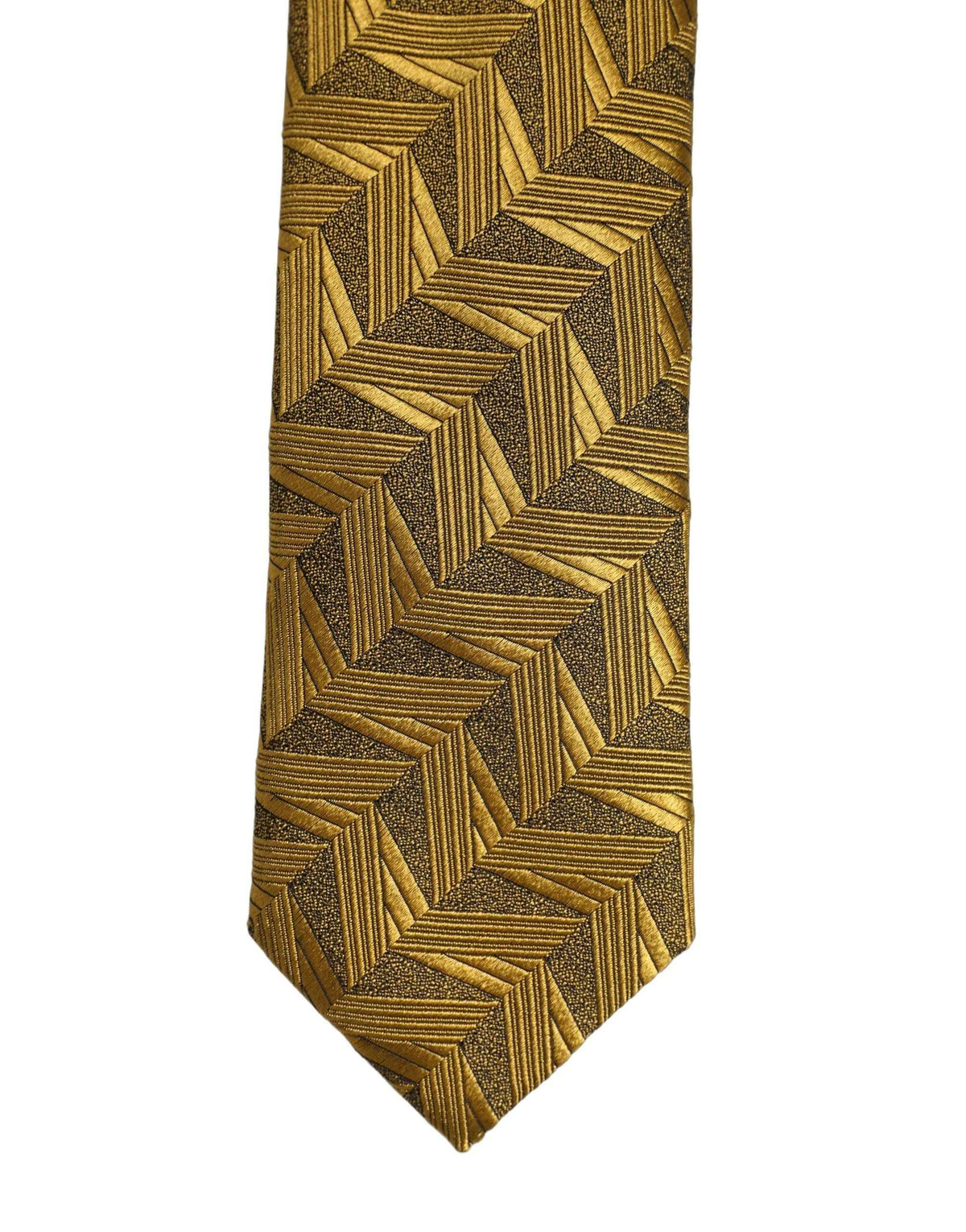Dolce & Gabbana Men Gold Silk Woven Patterned Adjustable Tied Necktie Tie