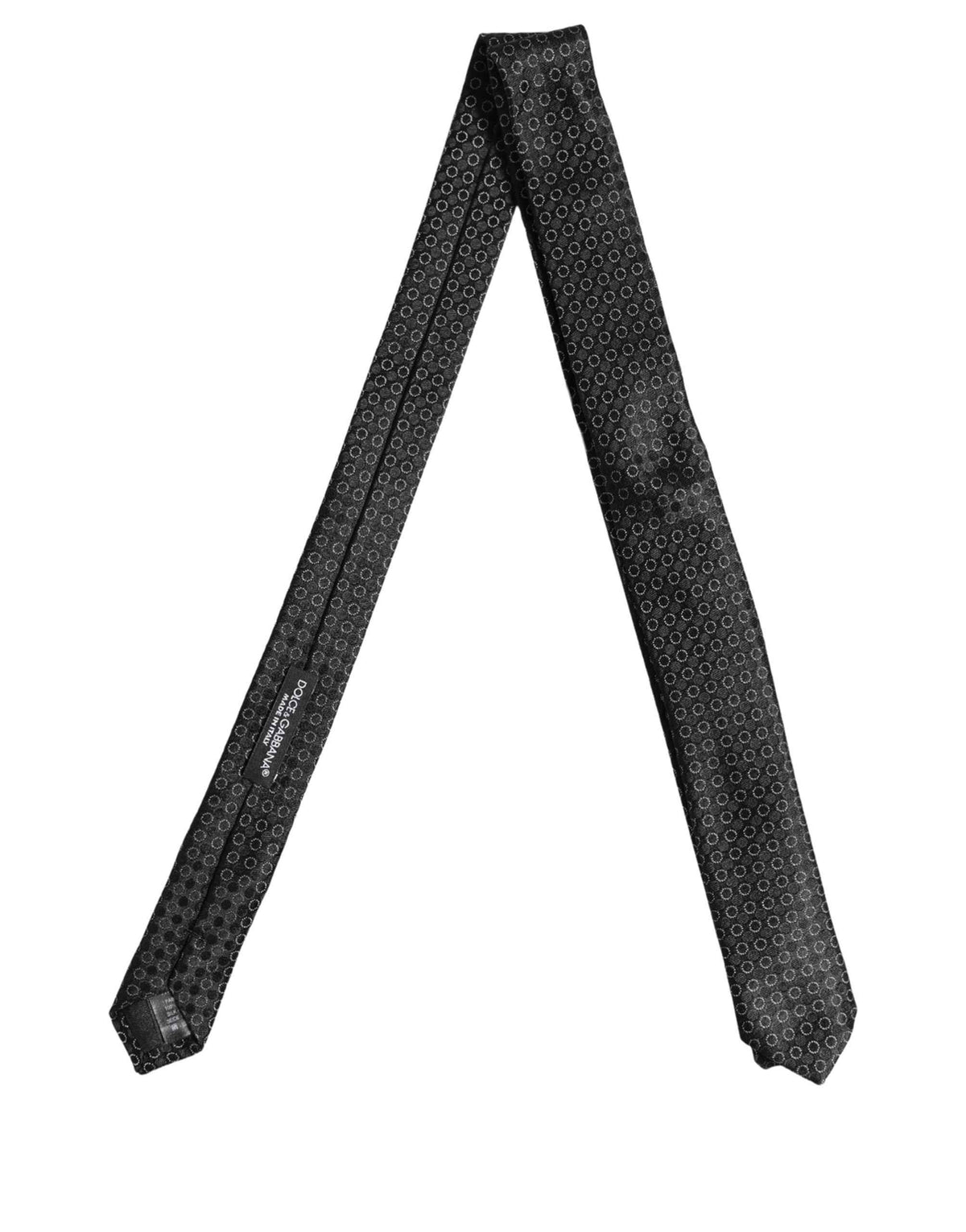 Dolce & Gabbana Men Black Silk Geometric Adjustable Tied Necktie Tie
