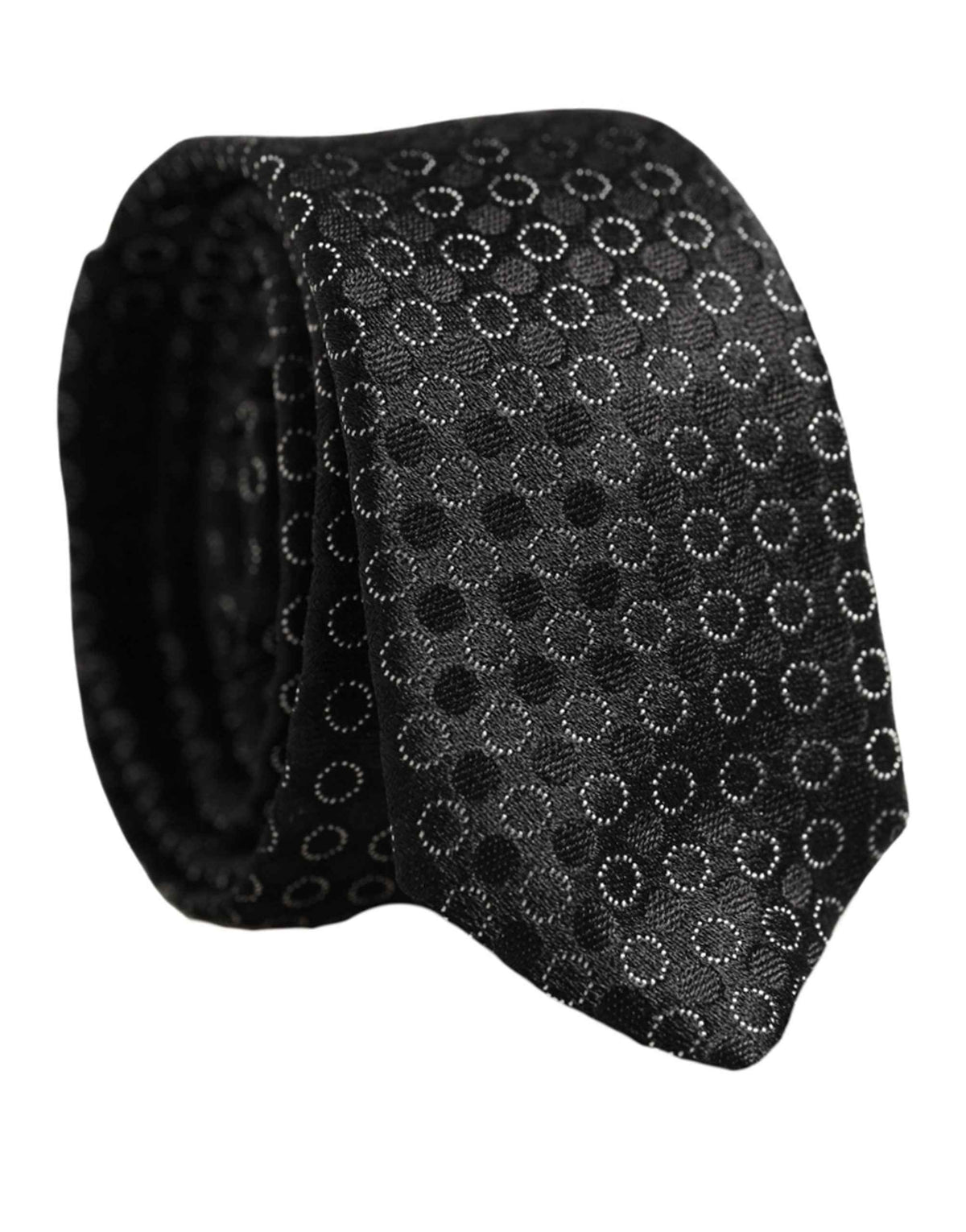 Dolce & Gabbana Men Black Silk Geometric Adjustable Tied Necktie Tie