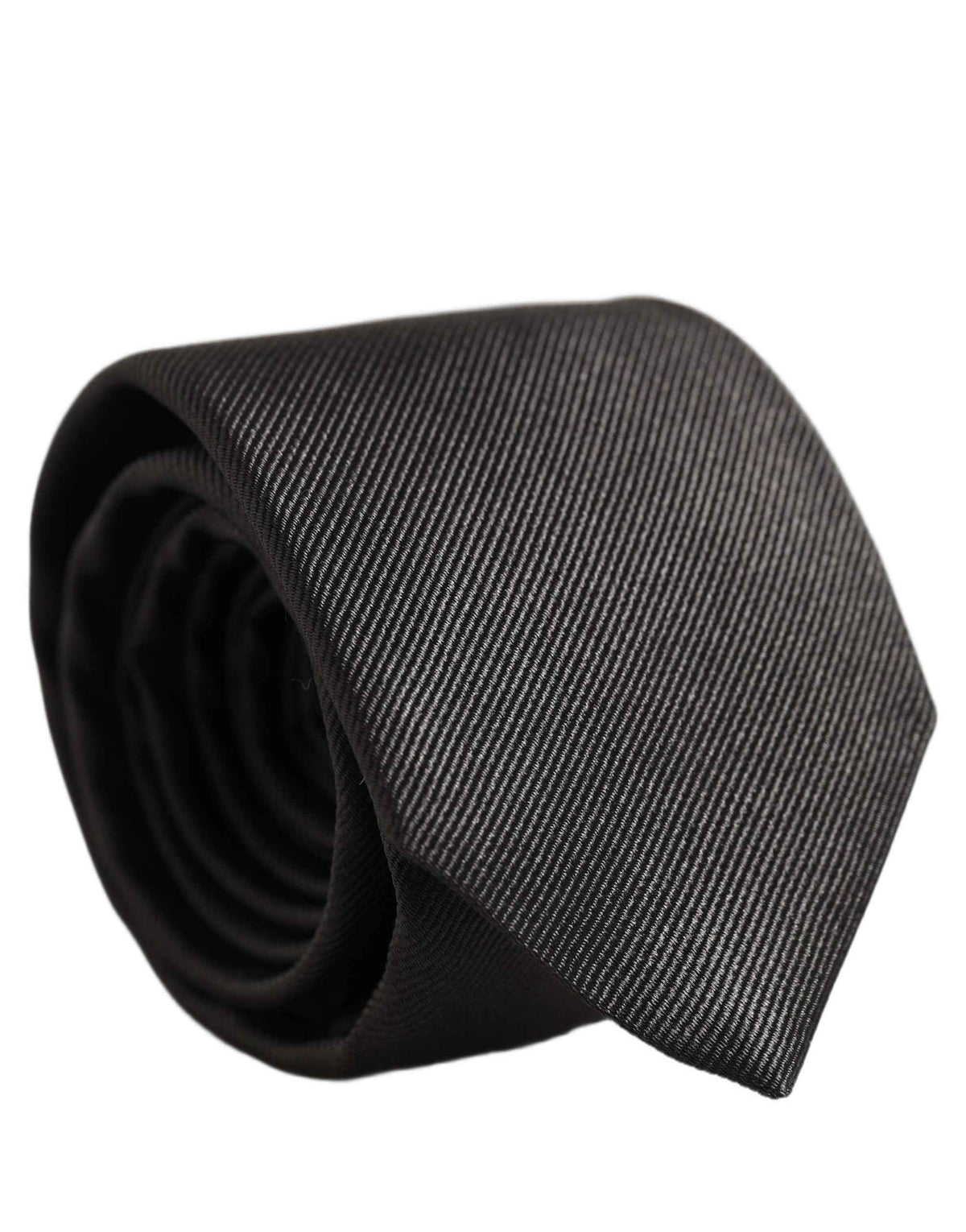 Dolce & Gabbana Men Dark Gray Silk Classic Adjustable Tied Necktie Tie