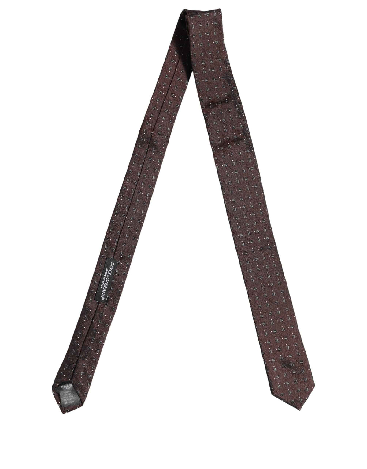 Dolce & Gabbana Men Burgundy Geometric Silk Adjustable Tied Necktie Tie