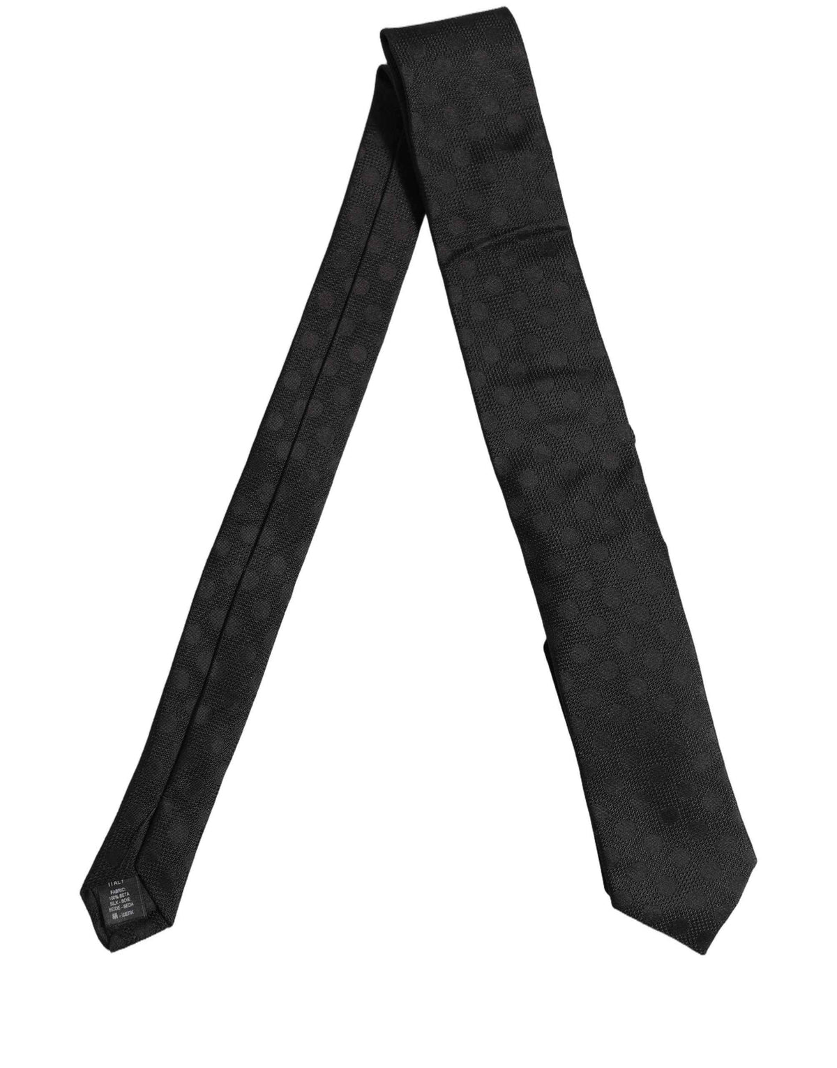 Dolce & Gabbana Black Polka Dot Jacquard Silk Adjustable Tied Necktie Tie