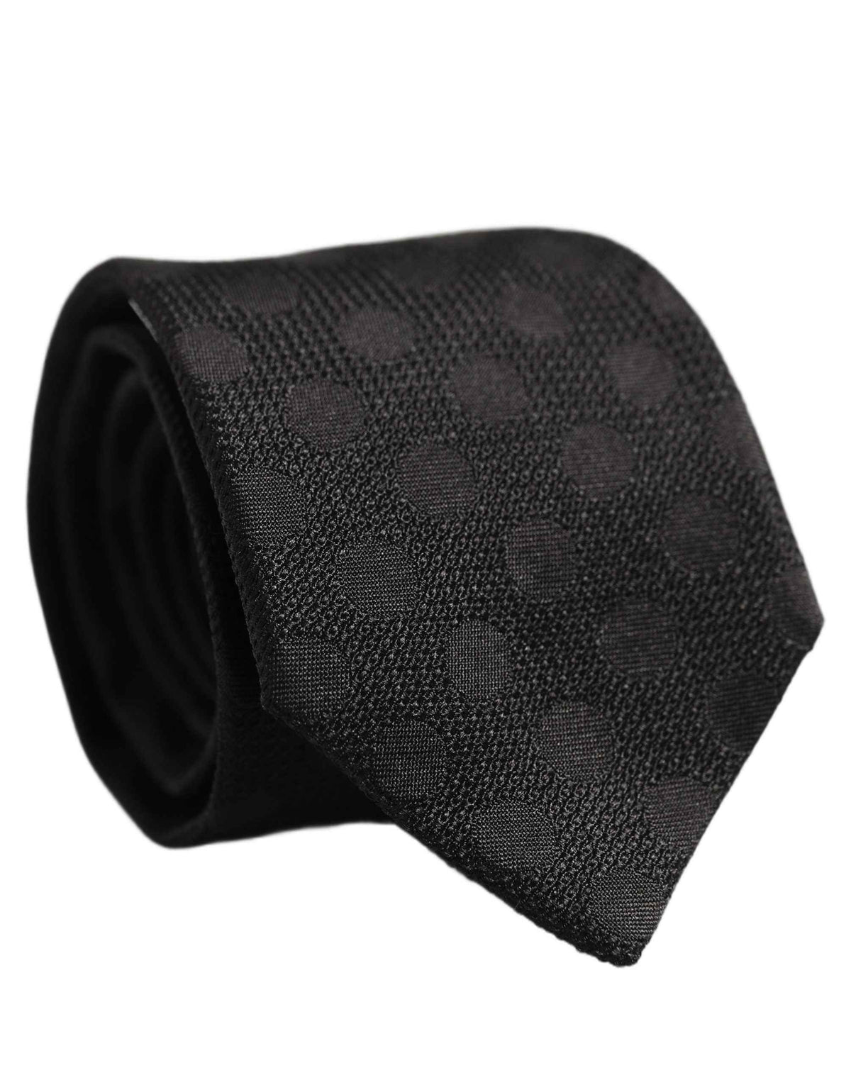 Dolce & Gabbana Black Polka Dot Jacquard Silk Adjustable Tied Necktie Tie