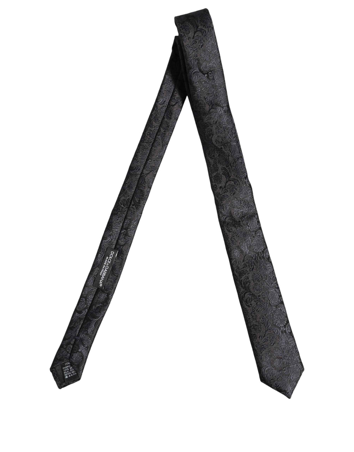 Dolce & Gabbana Men Dark Blue Floral Jacquard Adjustable Tied Necktie Tie