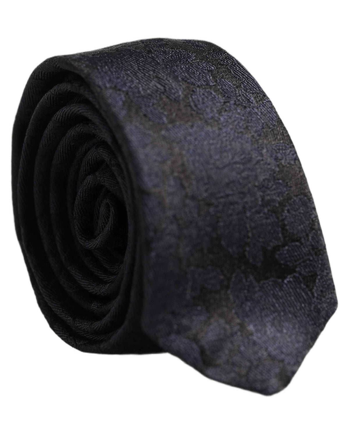 Dolce & Gabbana Men Black Floral Jacquard Adjustable Tied Necktie Tie