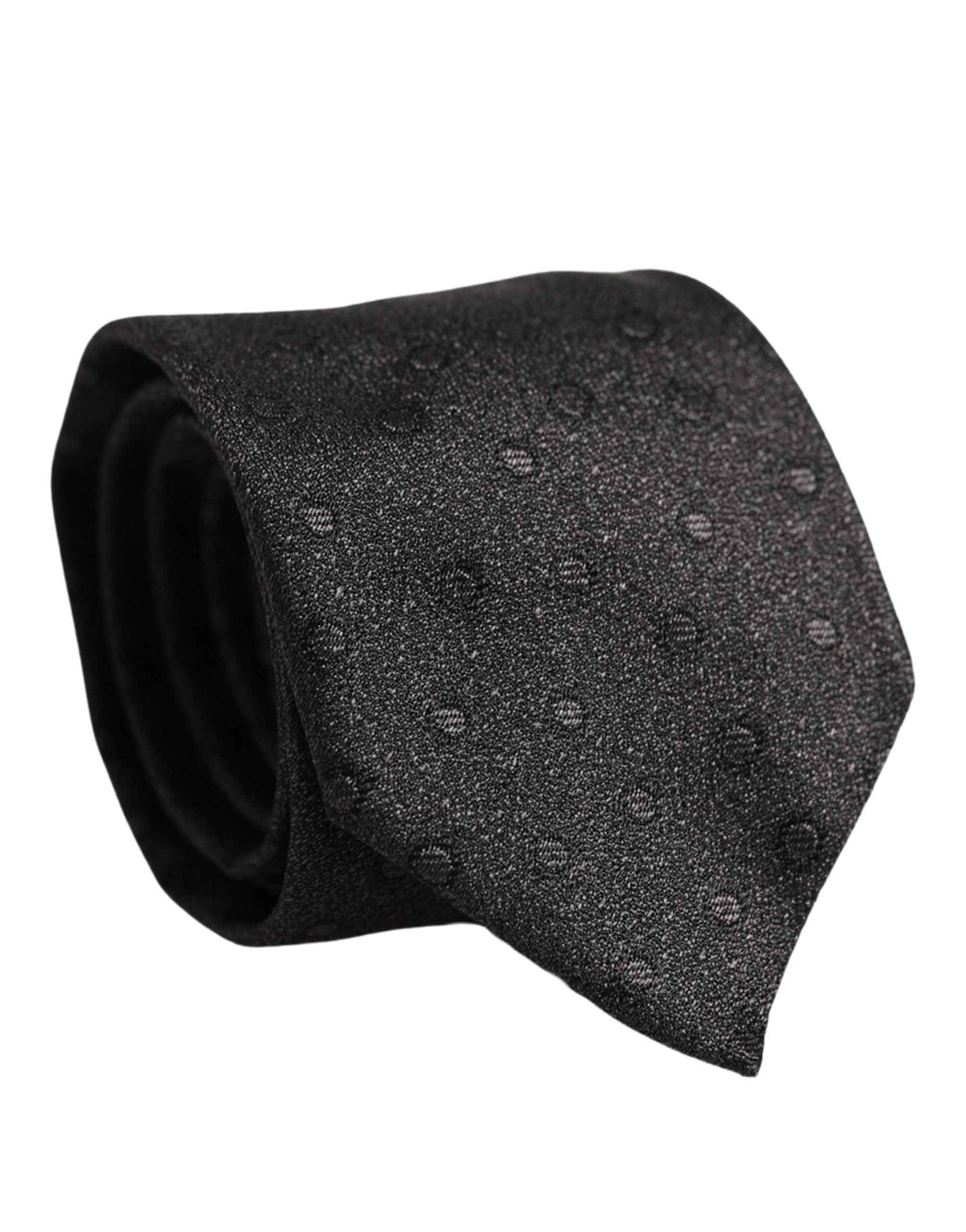 Dolce & Gabbana Men Black Polka Dot Silk Adjustable Tied Necktie Tie