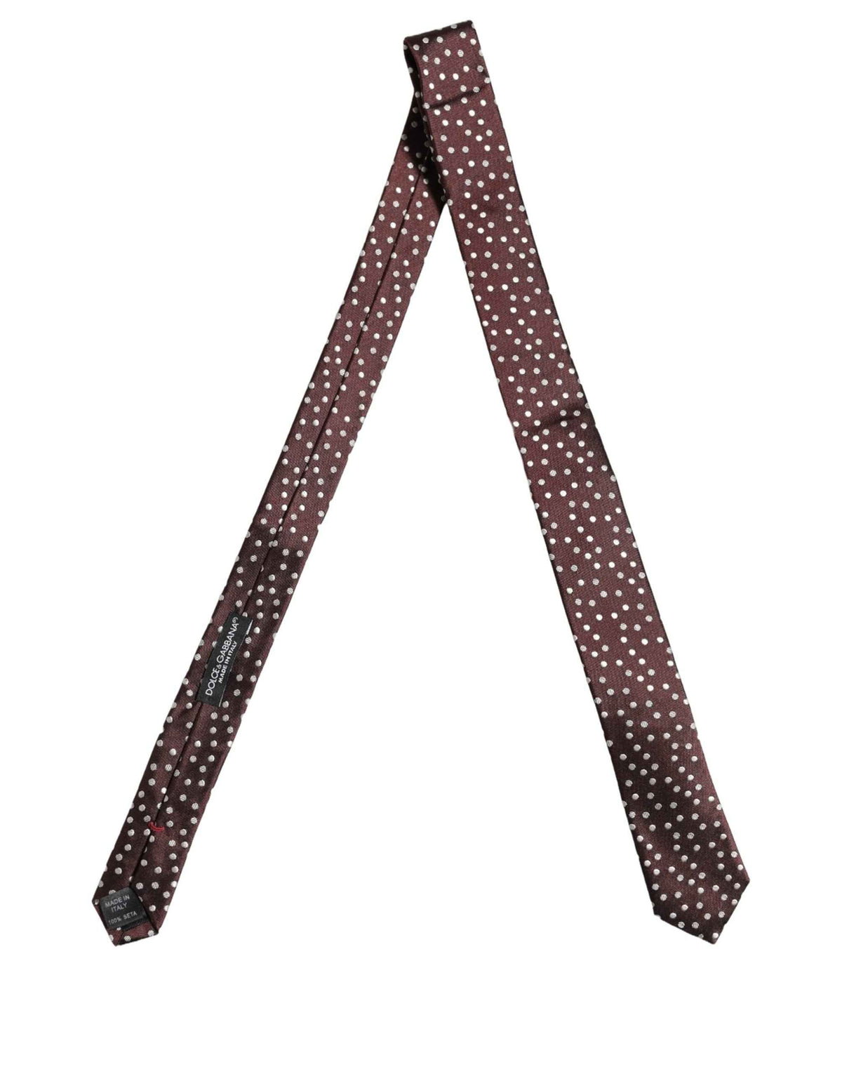 Dolce & Gabbana Men Burgundy Polka Dot Silk Adjustable Tied Necktie Tie