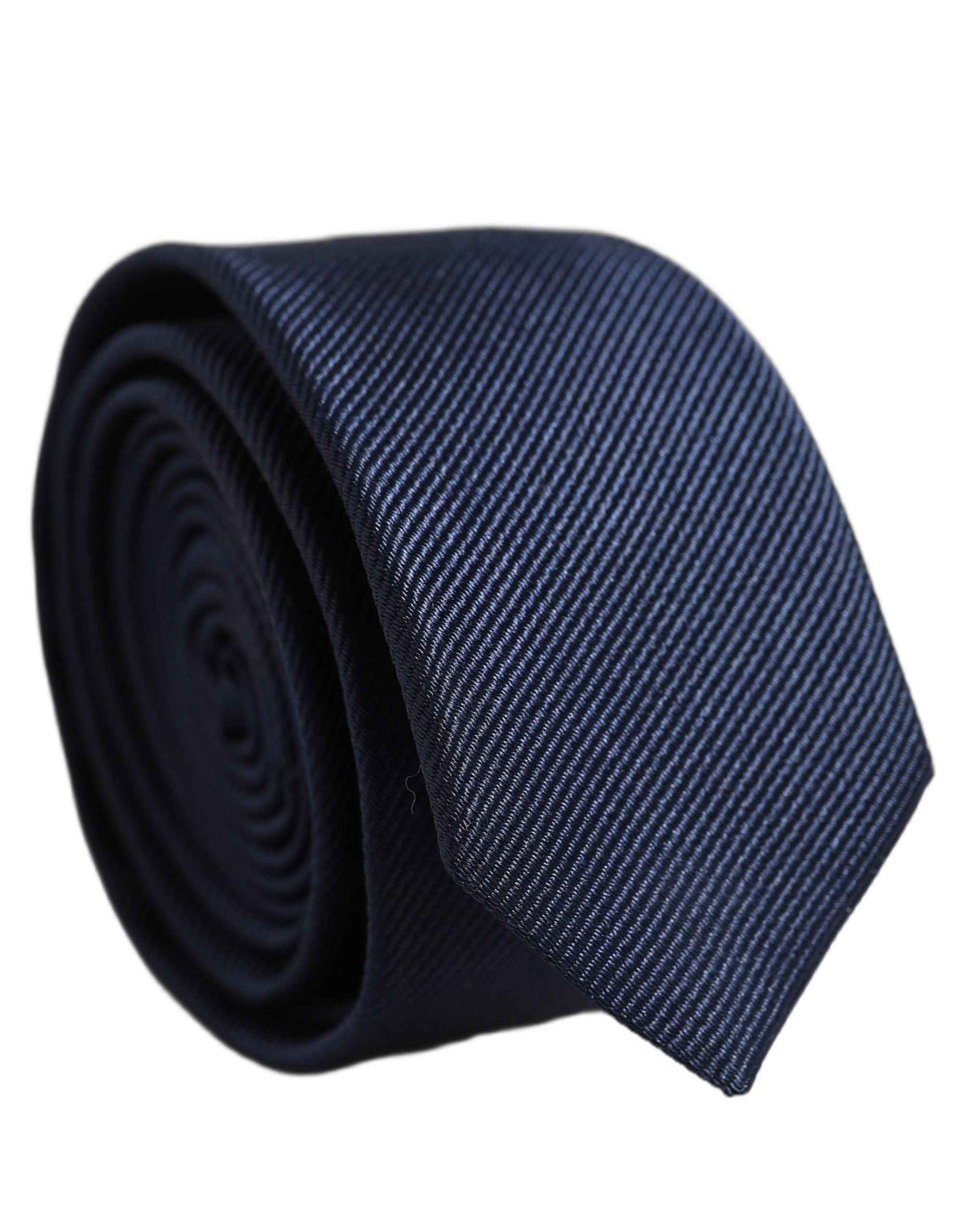 Dolce & Gabbana Men Dark Blue Textured Silk Adjustable Tied Necktie Tie