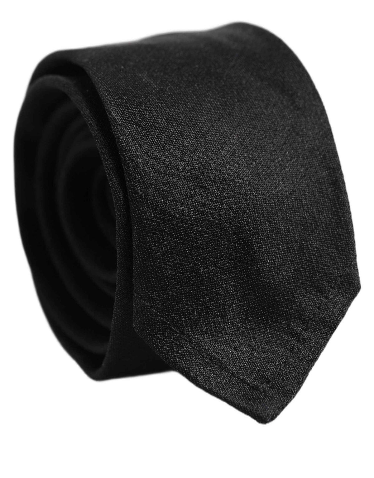 Dolce & Gabbana Men Black Satin Silk Classic Adjustable Tied Necktie Tie