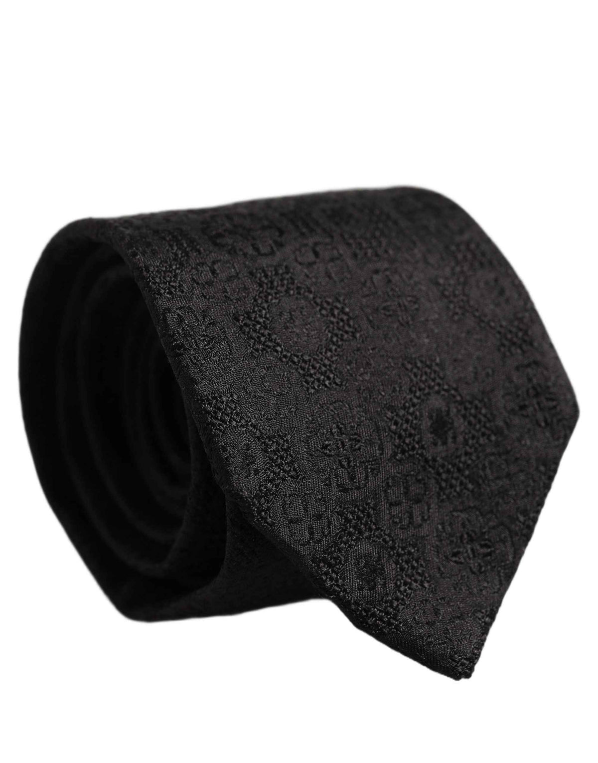 Dolce & Gabbana Men Black Silk Geometric Adjustable Tied Necktie Tie
