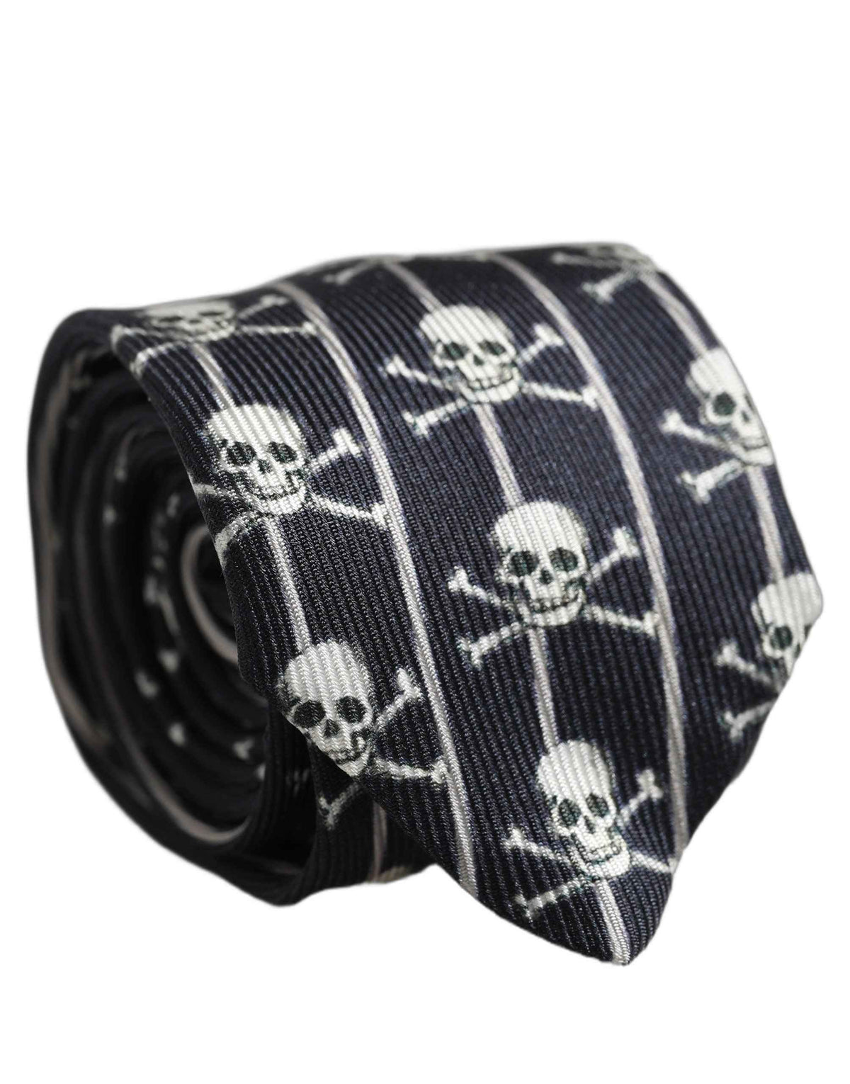 Dolce & Gabbana Men Black Silk Skull Fantasy Adjustable Tied Necktie Tie