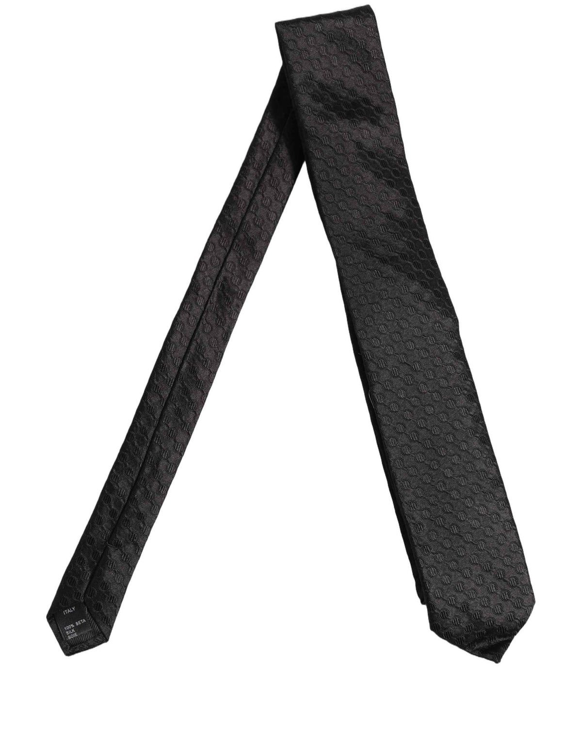 Dolce & Gabbana Men Black Silk Geometric Adjustable Tied Necktie Tie