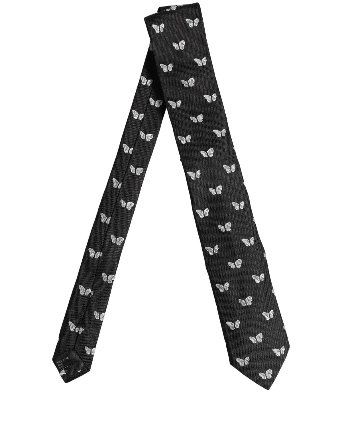 Dolce & Gabbana Men Black Silk Butterfly Adjustable Tied Necktie Tie