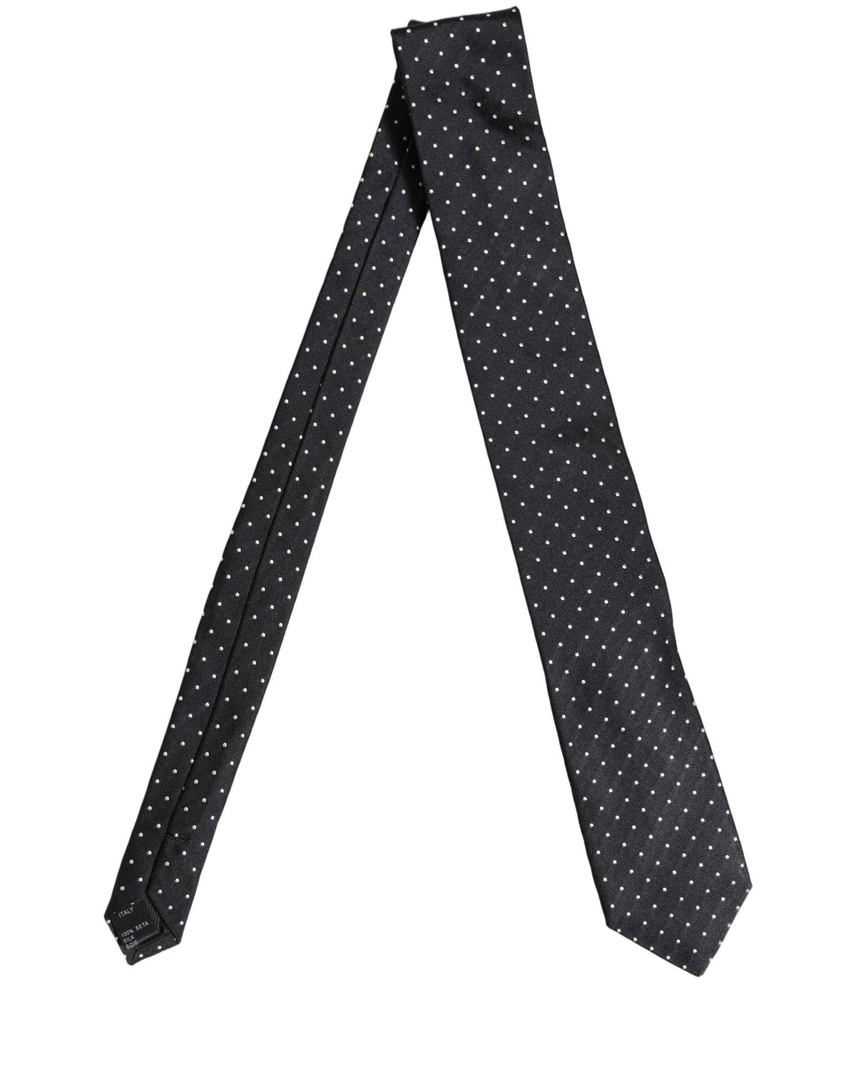 Dolce & Gabbana Dark Blue Silk Polka Dot Adjustable Tied Men Necktie Tie