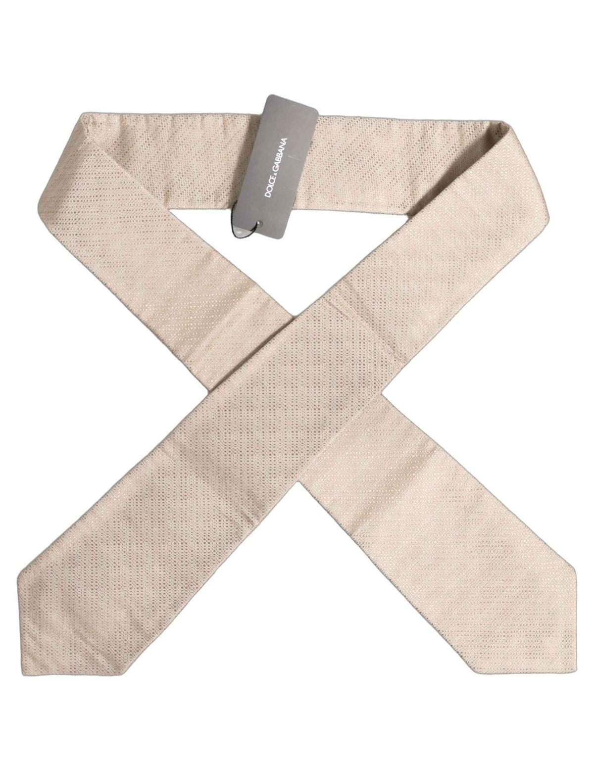 Dolce & Gabbana Beige Silk Textured Knit Adjustable Tied Men Necktie Tie