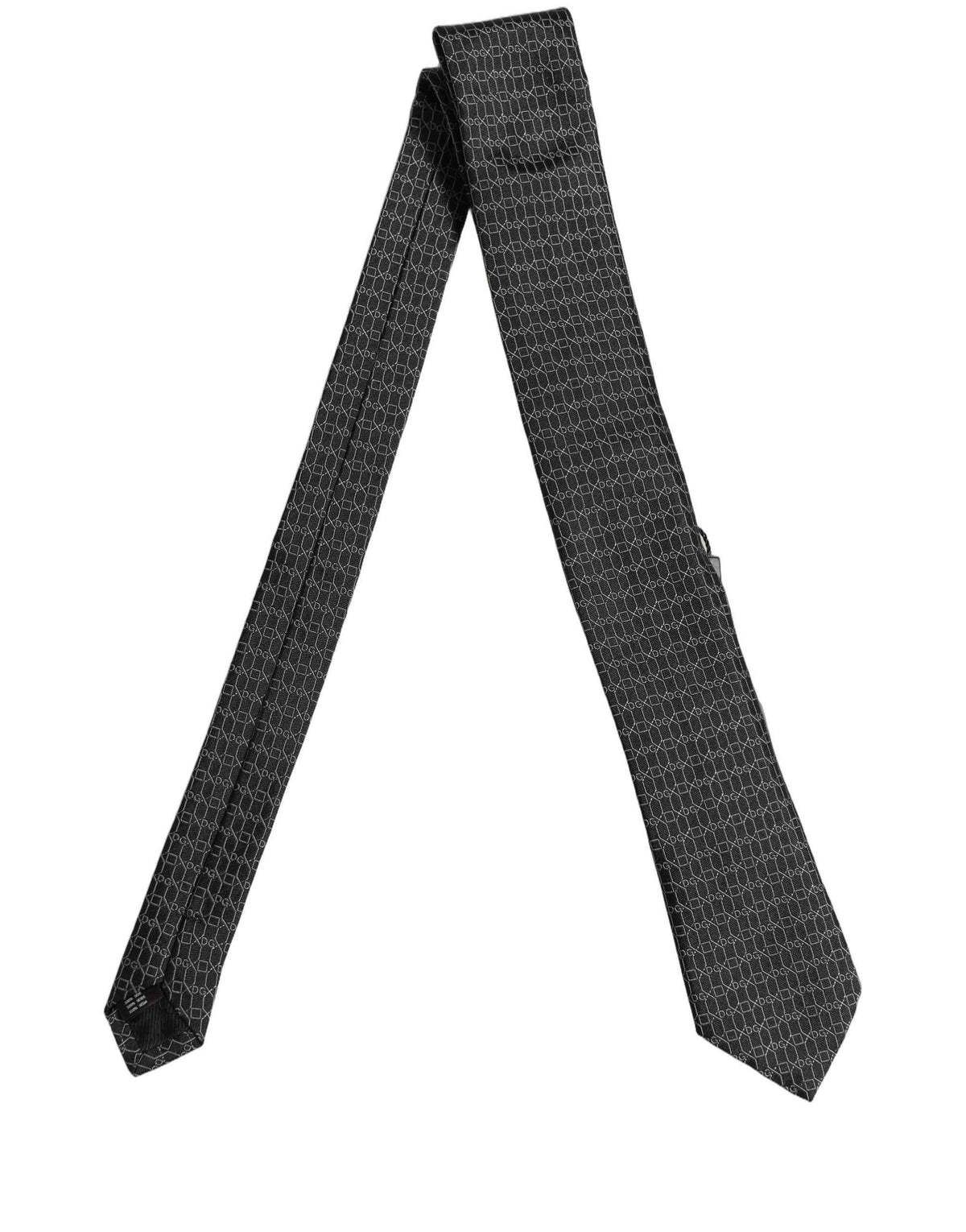 Dolce & Gabbana Dark Gray Silk DG Monogram Adjustable Tied Necktie Tie