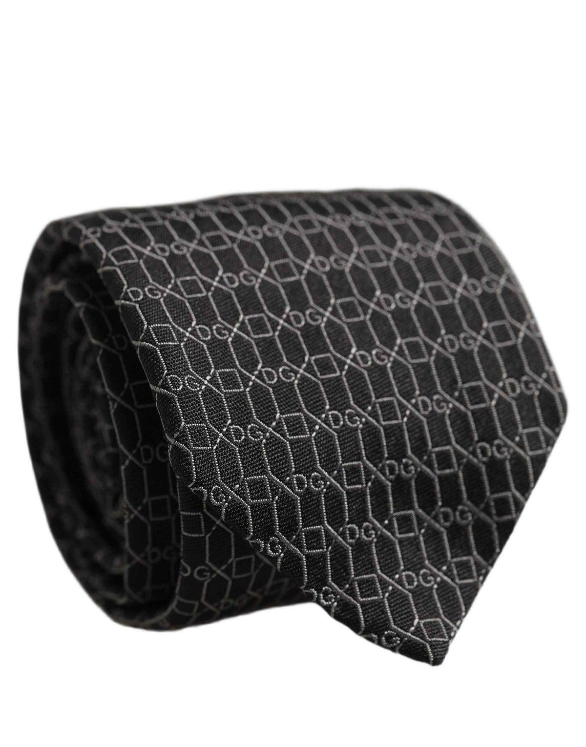 Dolce & Gabbana Dark Gray Silk DG Monogram Adjustable Tied Necktie Tie