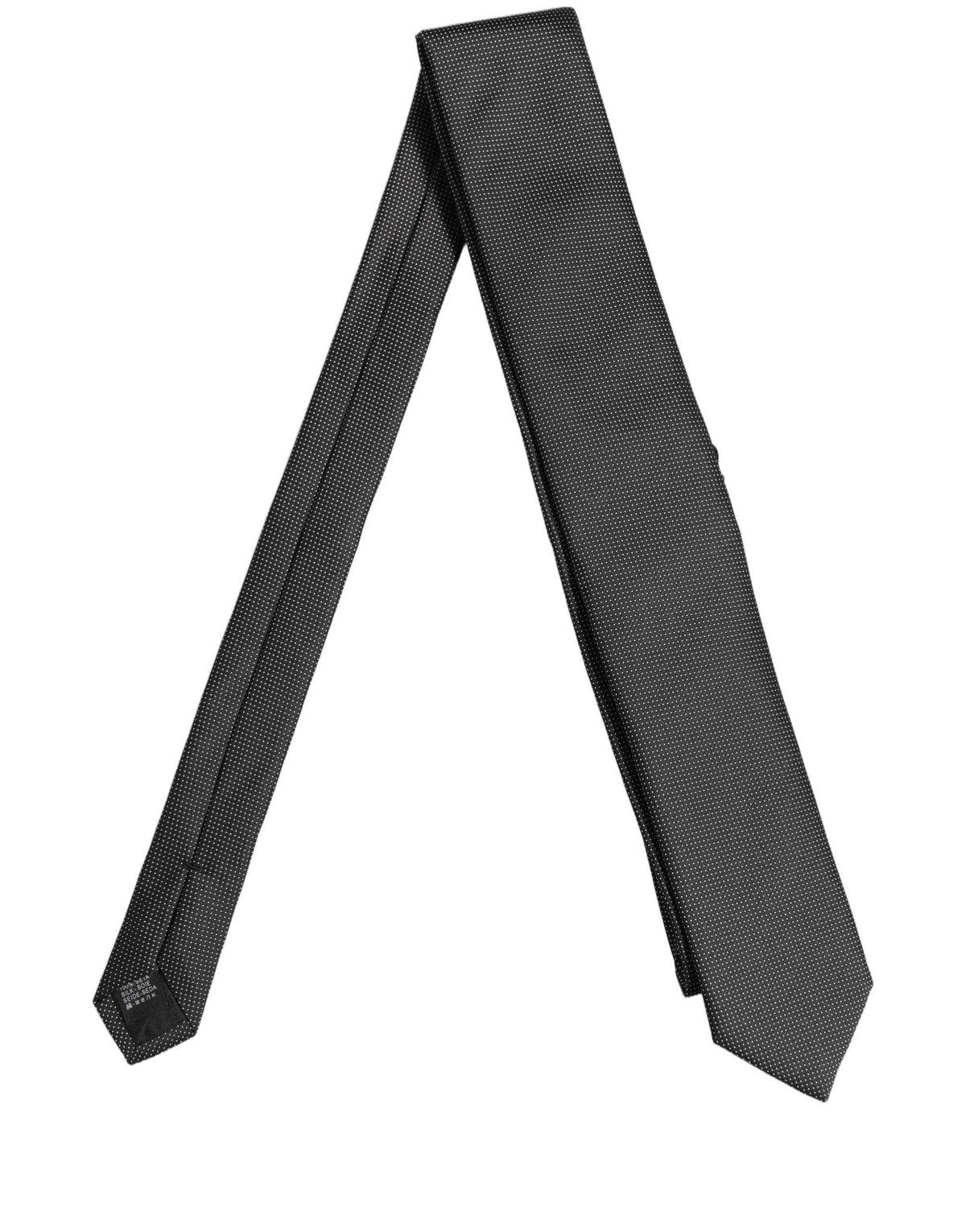 Dolce & Gabbana Black Silk Micro Polka Dot Adjustable Tied Necktie Tie