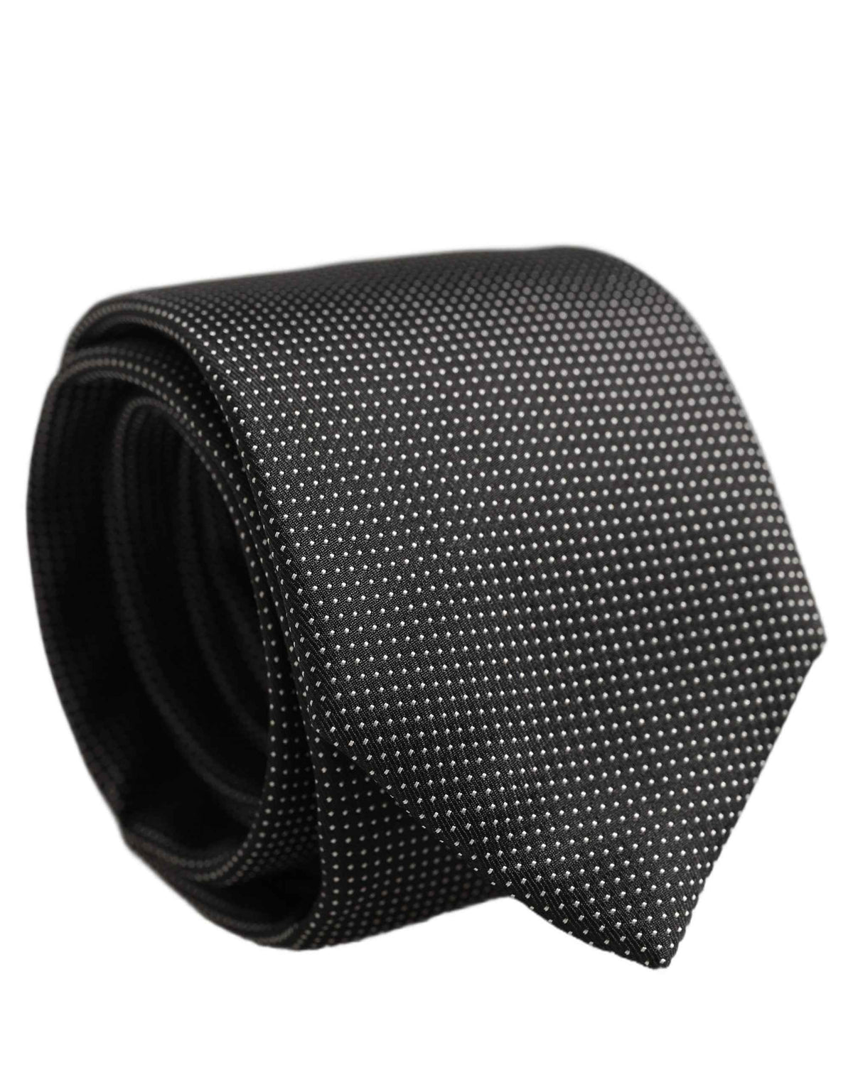 Dolce & Gabbana Black Silk Micro Polka Dot Adjustable Tied Necktie Tie