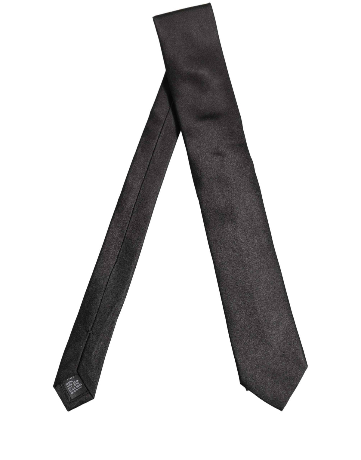 Dolce & Gabbana Black Satin 100% Silk Adjustable Tied Men Necktie Tie