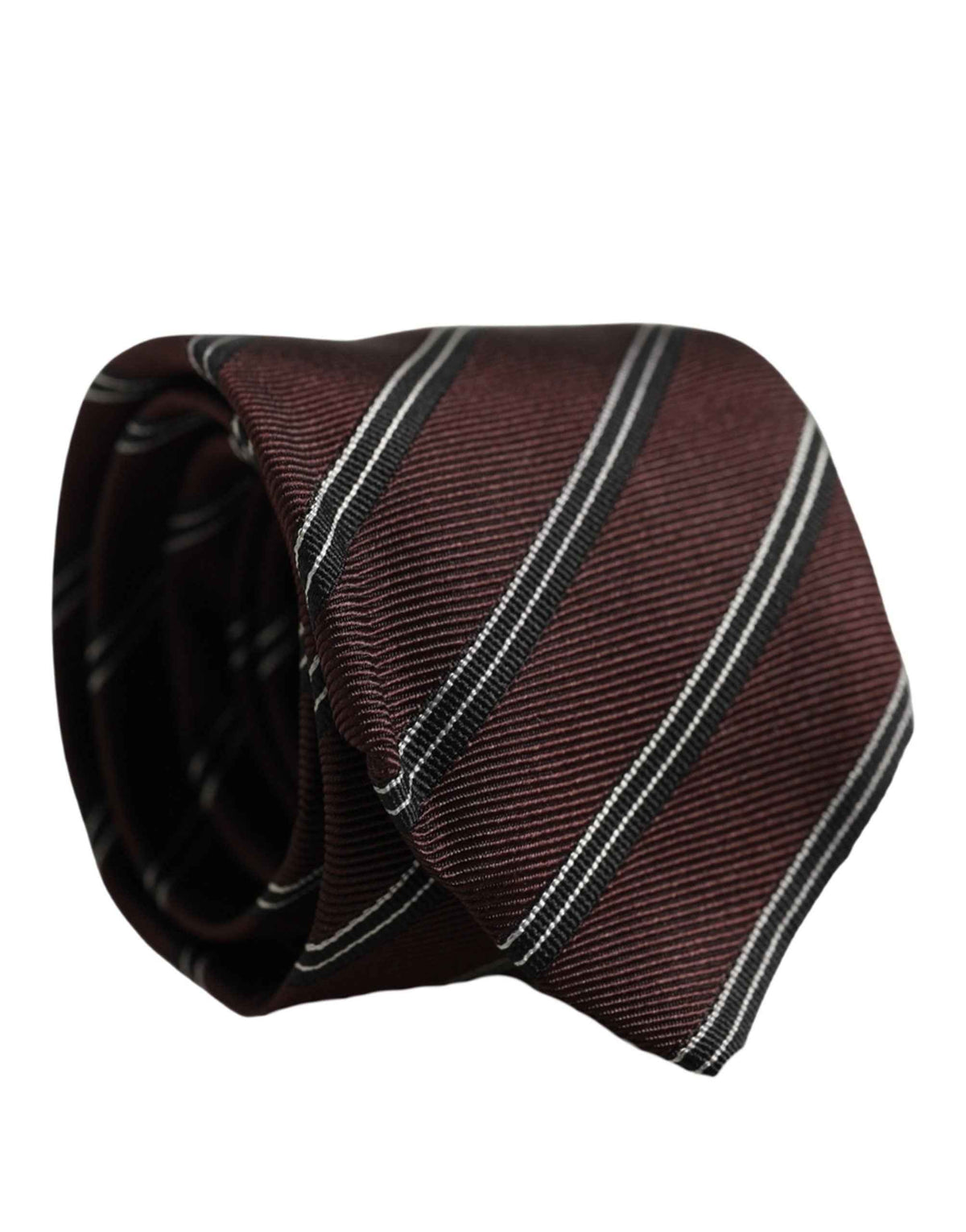 Dolce & Gabbana Burgundy Stripes Silk Adjustable Necktie Accessory Tie