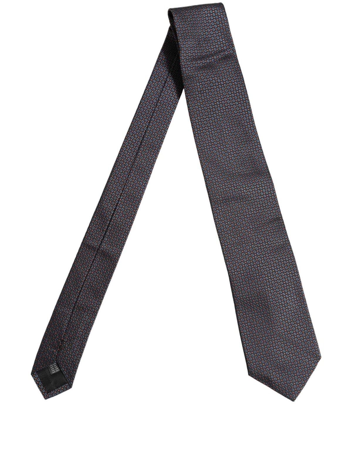 Dolce & Gabbana Dark Blue Geometric Silk Adjustable Necktie Accessory Tie