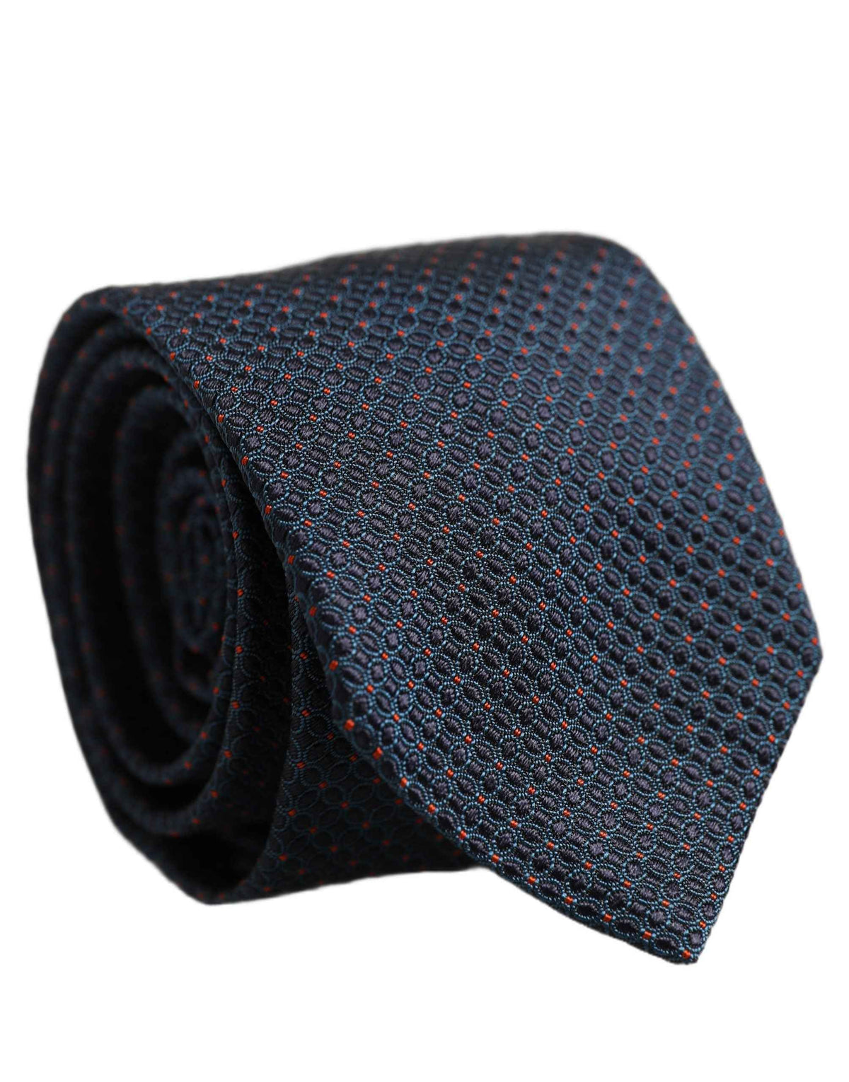 Dolce & Gabbana Men Dark Blue Geometric Silk Adjustable Tied Necktie Tie