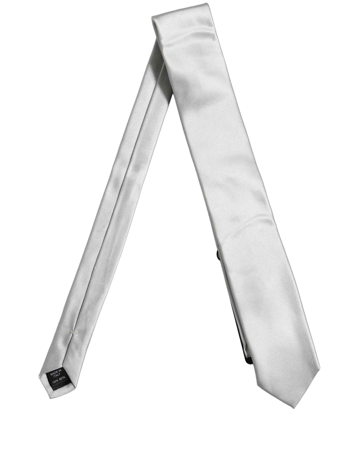 Dolce & Gabbana Gray Satin 100% Silk Adjustable Tied Men Necktie Tie