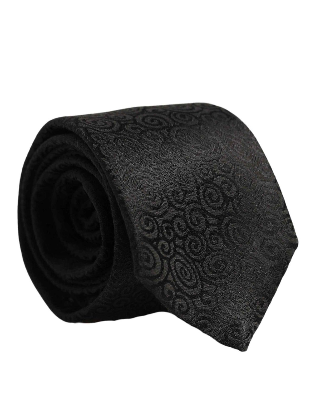 Dolce & Gabbana Black Swirl Pattern Silk Adjustable Necktie Accessory Tie