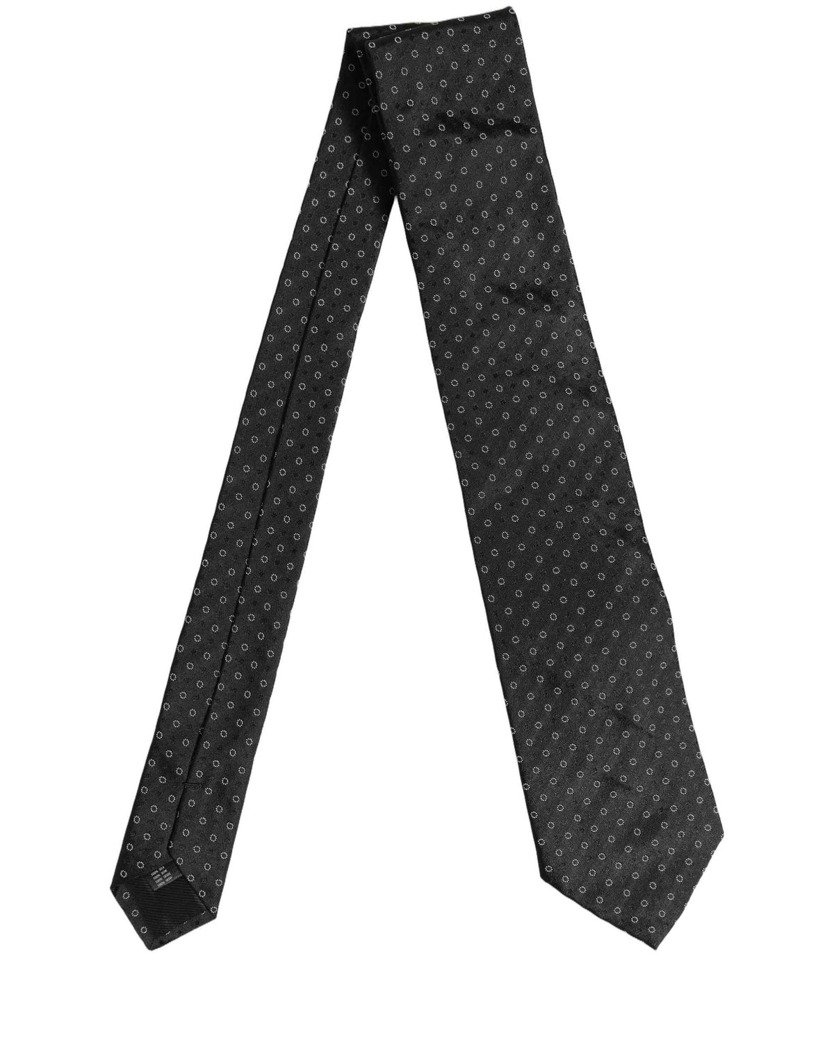 Dolce & Gabbana Black Geometric Circle Adjustable Necktie Accessory Tie